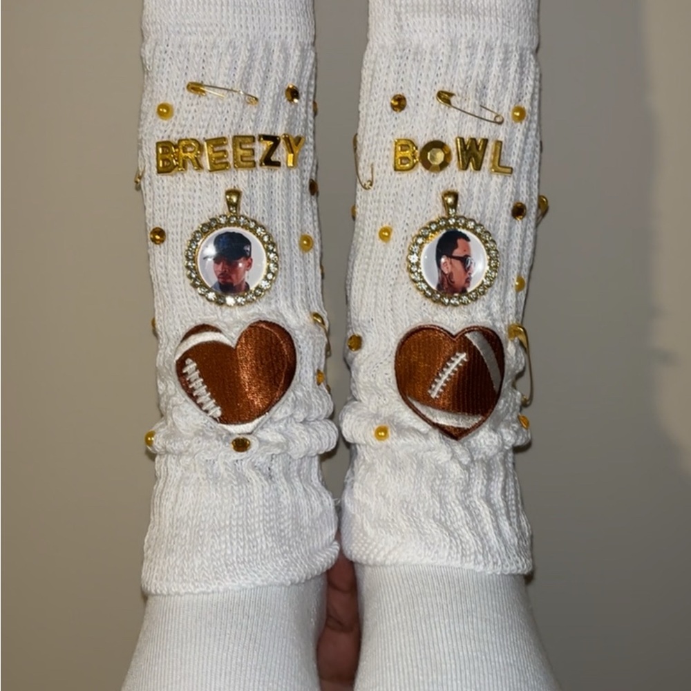 Custom White Football Theme Socks